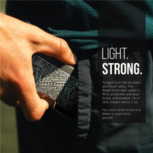 The Blade Minimalist Aluminum Wallet, RFID Blocking Card Holder and Money Clip - Picture 5 of 6